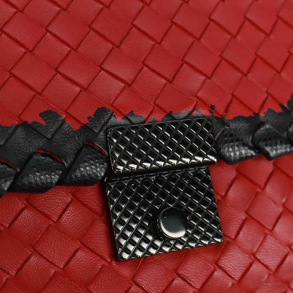 Bottega Veneta Glass Shoulder Bag Intrecciato Nappa With Snakeskin Red Leather Shoulder Bag Bag