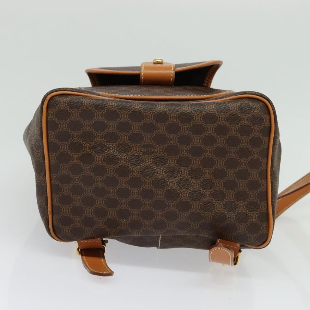 Celine Vintage Macadam Backpack Canvas And Leather Brown Pvc Backpack Bag