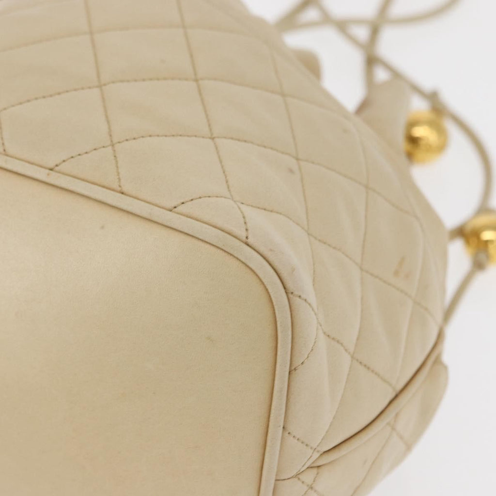 Chanel Gabrielle Drawstring Bag Quilted Calfskin Beige Leather Shoulder Bag Bag