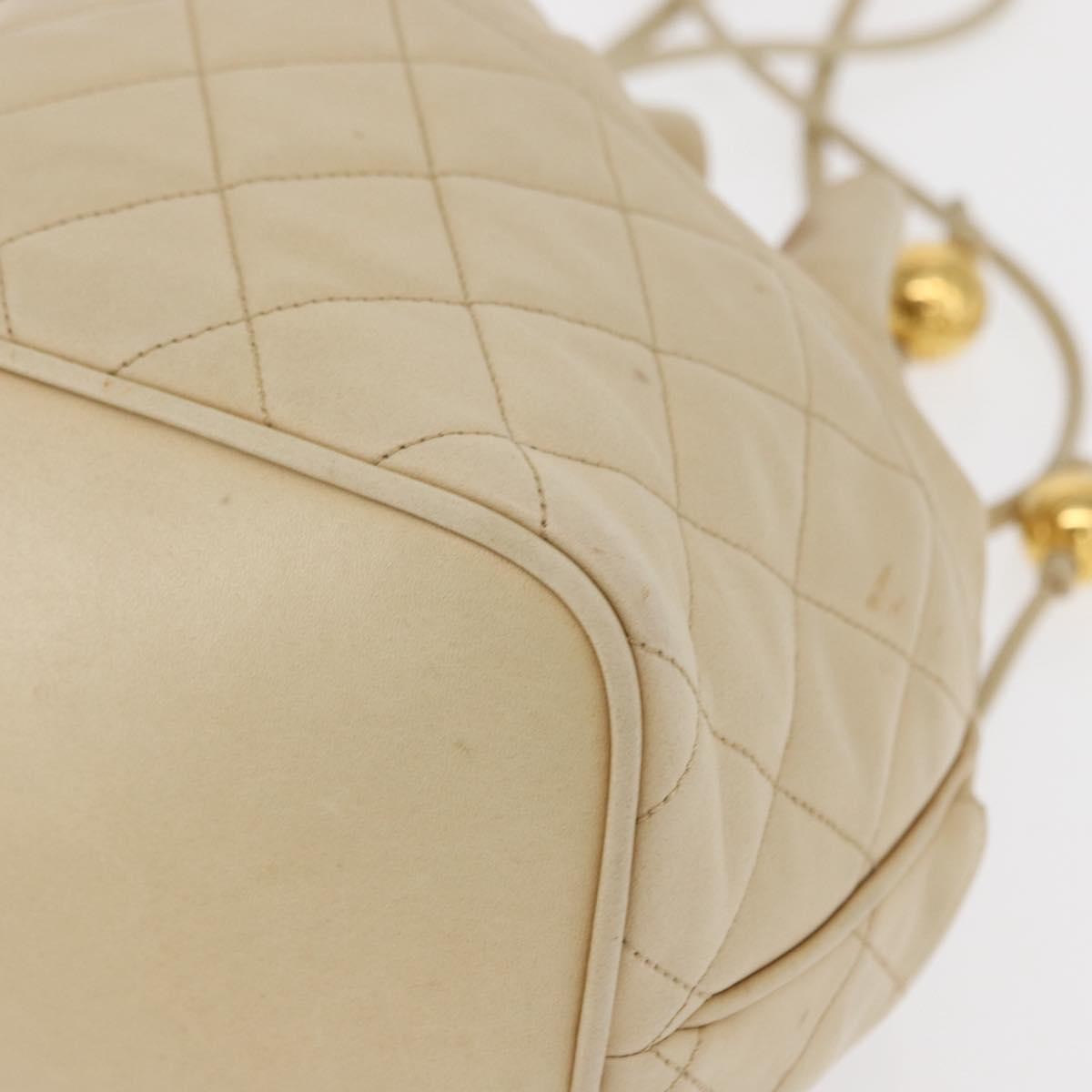 Chanel Gabrielle Drawstring Bag Quilted Calfskin Beige Leather Shoulder Bag Bag