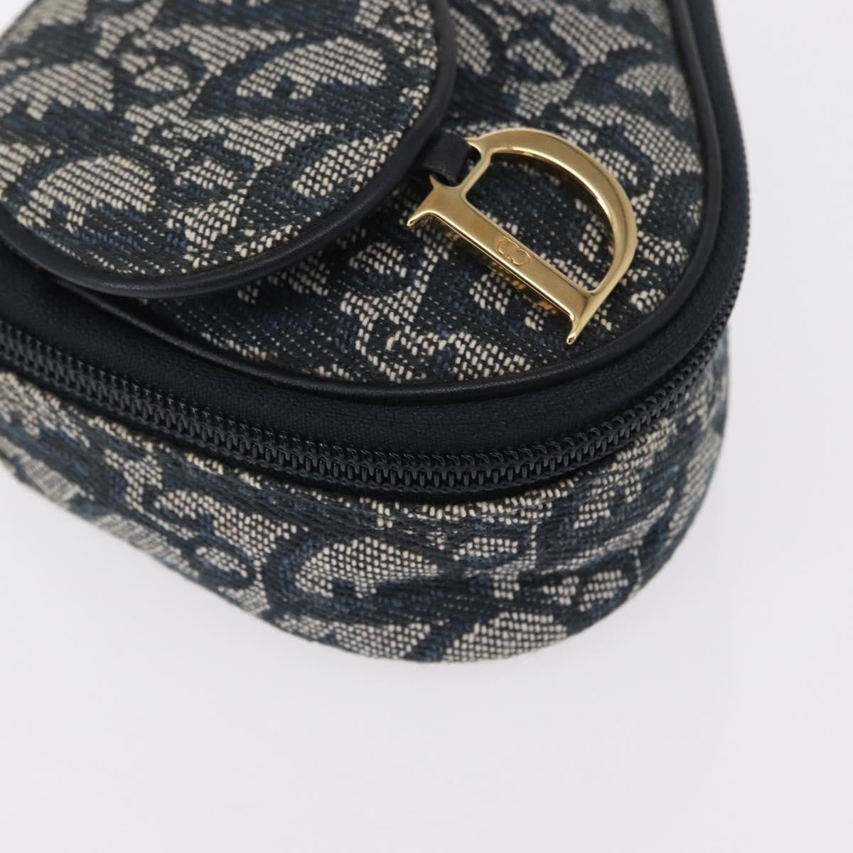 Christian Dior Saddle Zip Pouch Diorissimo Canvas Blue Canvas Clutche & Pouche Bag (Pre-Owned)