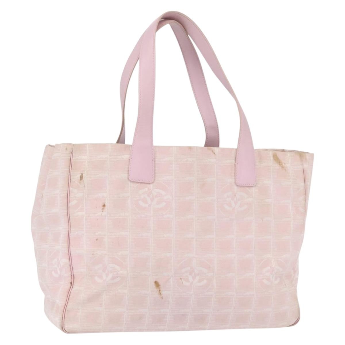 Chanel Travel Line Tote Nylon Pink Nylon Tote Bag Bag