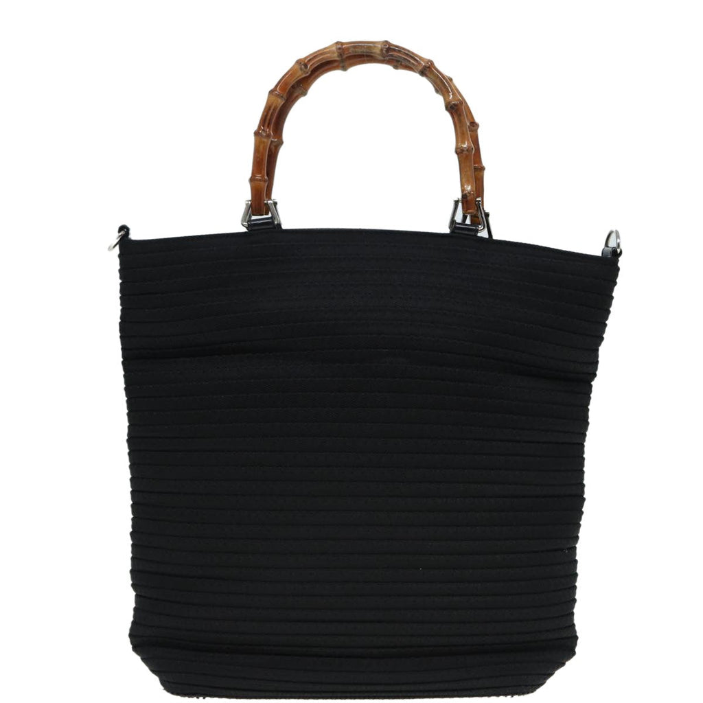 Gucci Vintage Bamboo Handle Bag Nylon Black Nylon Tote Bag Bag (Pre-Owned)