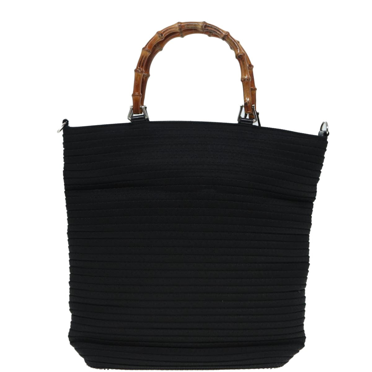 Gucci Vintage Bamboo Handle Bag Nylon Black Nylon Tote Bag Bag (Pre-Owned)