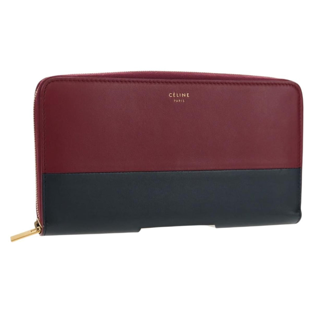 Celine Multifunction Flap Wallet Leather Burgundy Leather Wallets Accessory
