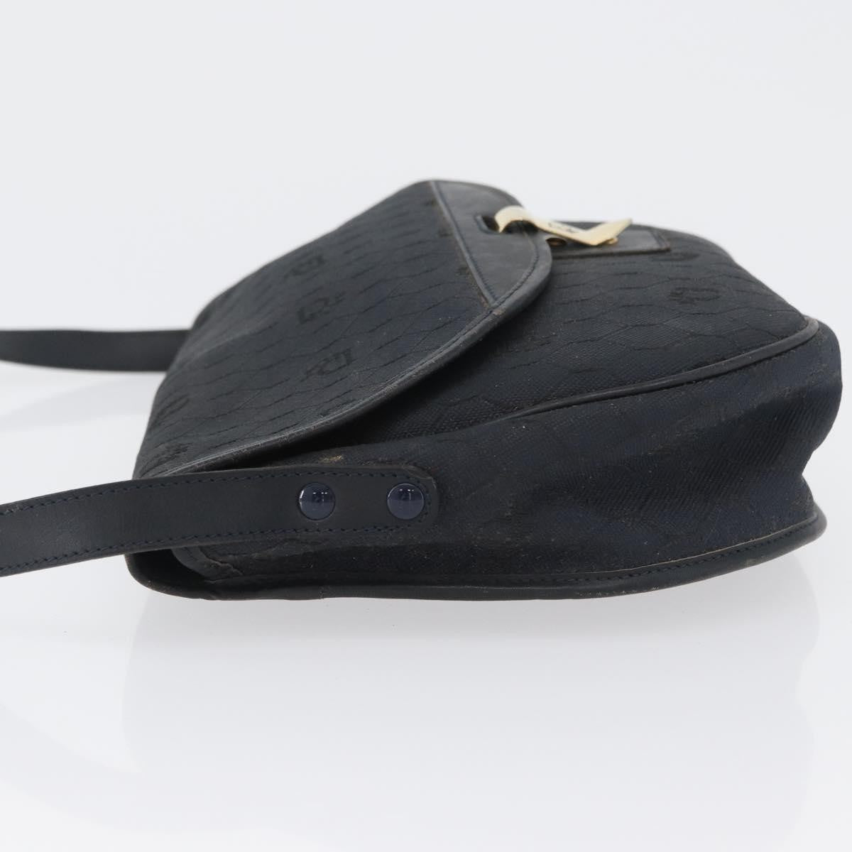 Christian Dior Vintage Honeycomb Flap Crossbody Bag Canvas And Leather Black Canvas Shoulder Bag Bag (Pre-Owned)