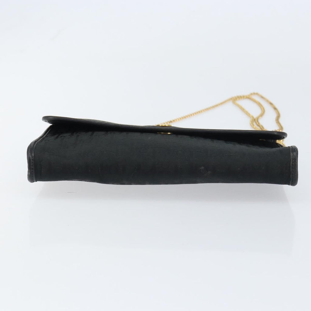 Christian Dior Vintage Chain Flap Shoulder Bag Diorissimo Canvas Black Canvas Shoulder Bag Bag (Pre-Owned)