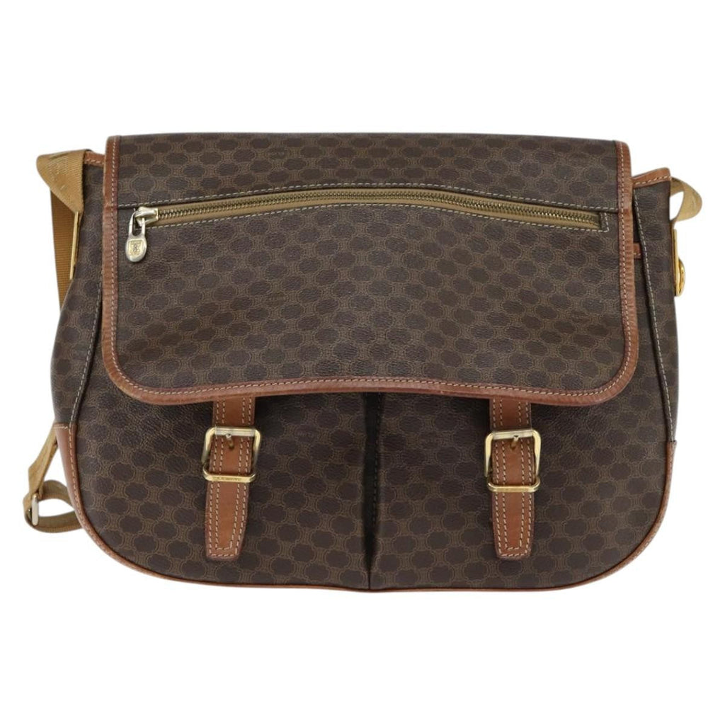 Celine Vintage Macadam Shoulder Bag Canvas And Leather Brown Canvas Shoulder Bag Bag