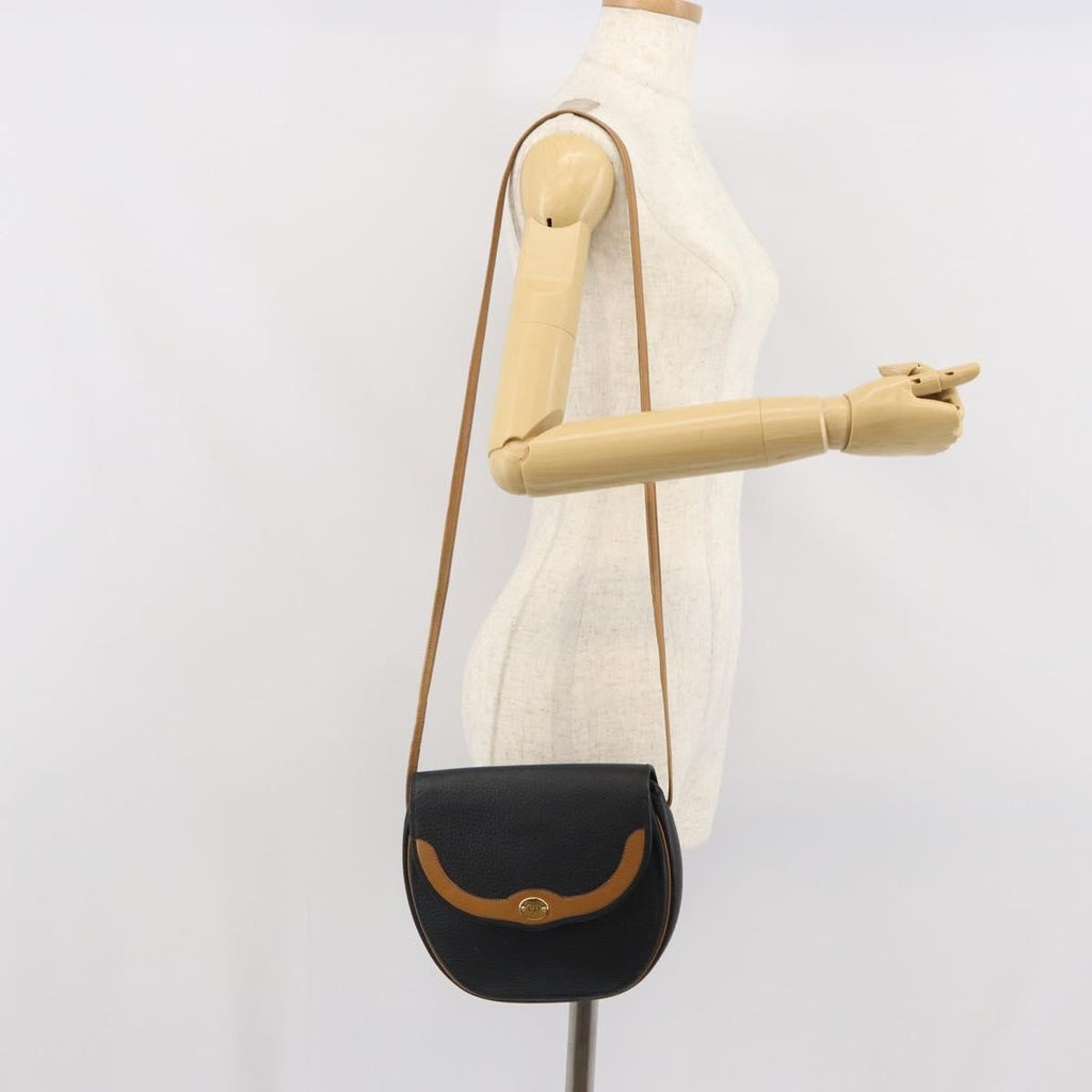 Christian Dior Vintage Cd Flap Shoulder Bag Leather Black Leather Shoulder Bag Bag (Pre-Owned)