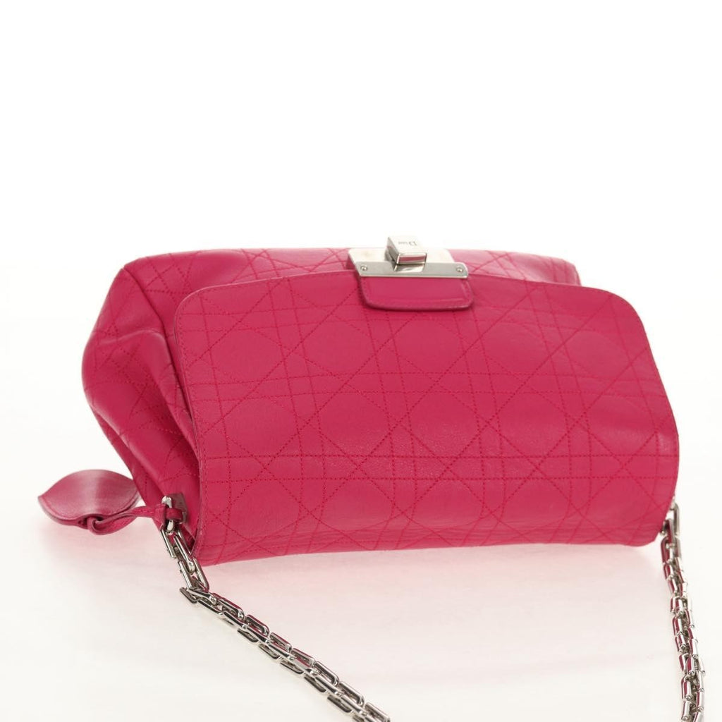 Christian Dior Long Chain Miss Dior Bag Cannage Quilt Lambskin Pink Leather Shoulder Bag Bag (Pre-Owned)