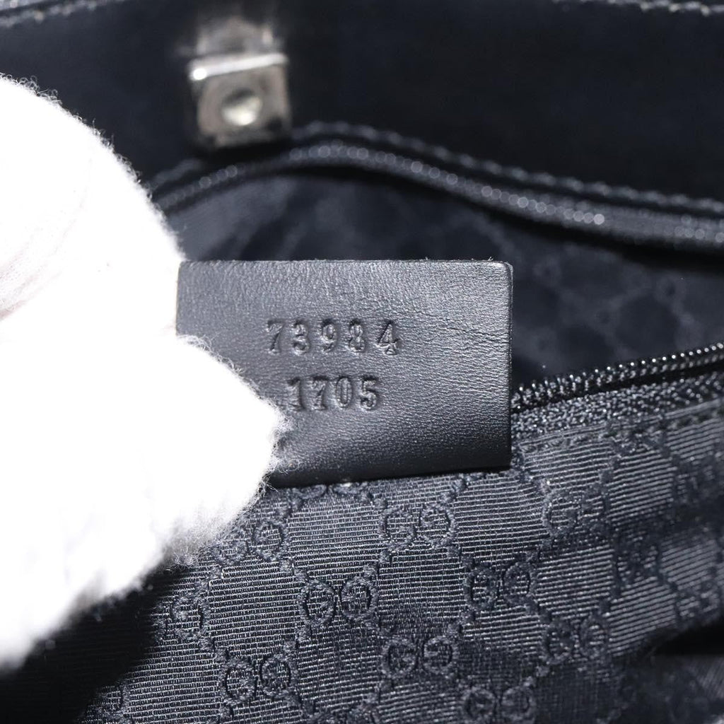 Gucci Vintage Tote Canvas Black Canvas Tote Bag Bag (Pre-Owned)