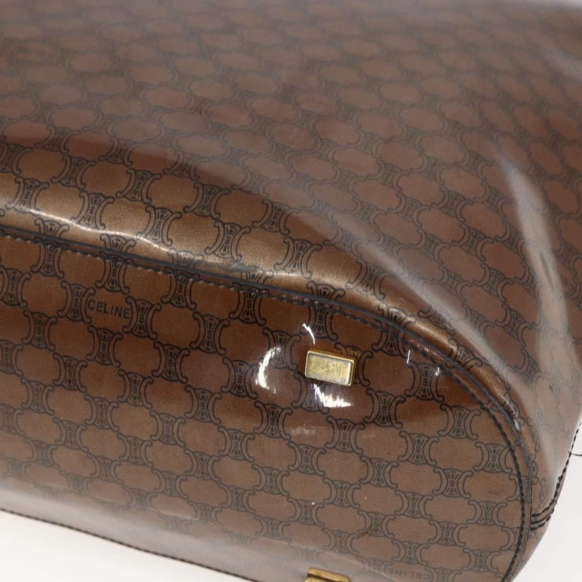 Celine Vintage Macadam Shoulder Bag Macadam Canva  Vinyl Brown Plastic Shoulder Bag Bag