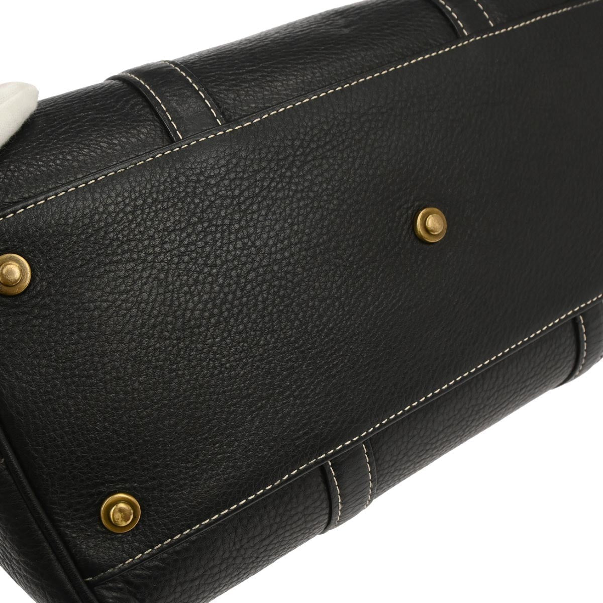 Christian Dior Vintage Handbag Leather Black Leather Handbag (Pre-Owned)