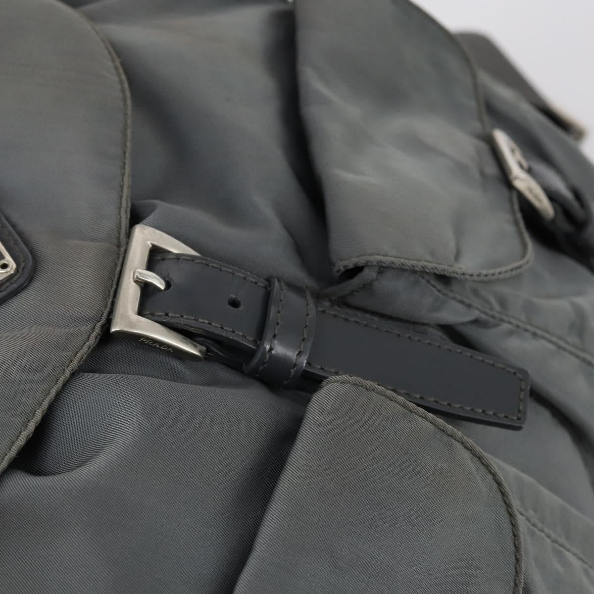 Prada Double Front Pocket Backpack Tessuto Gray Nylon Backpack Bag