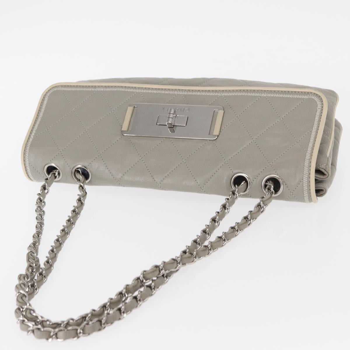 Chanel Mademoiselle Lock Flap Bag Quilted Lambskin Gray Leather Shoulder Bag Bag