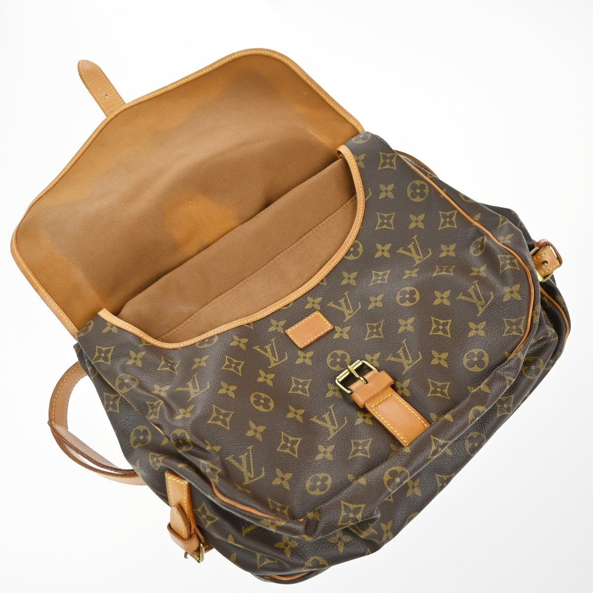 Louis Vuitton Saumur Handbag Monogram Canvas Brown Canvas Shoulder Bag
