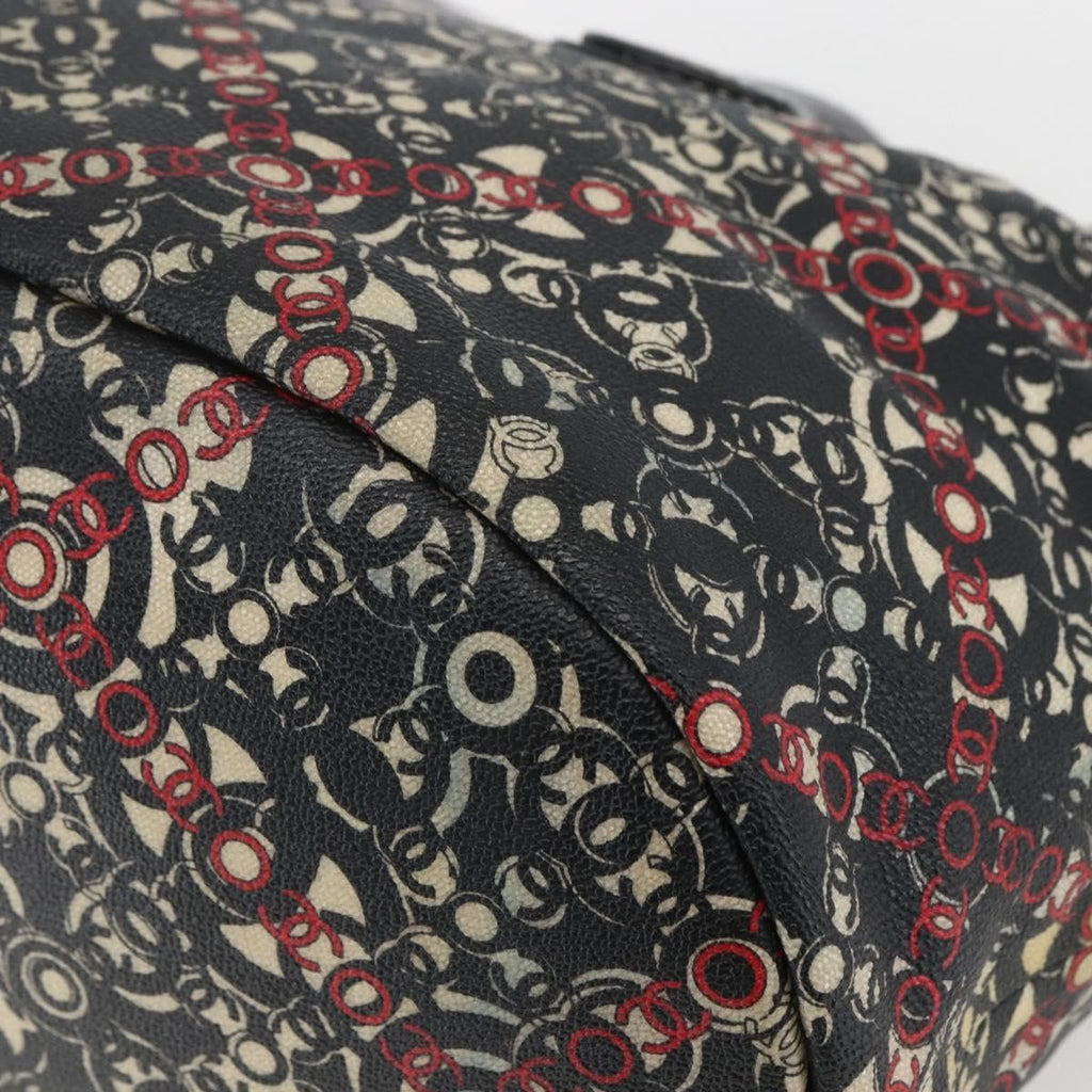 Chanel Optic Coco Bowler Bag Printed Coated Canvas With Caviar Black Pvc Travel Bag Bag