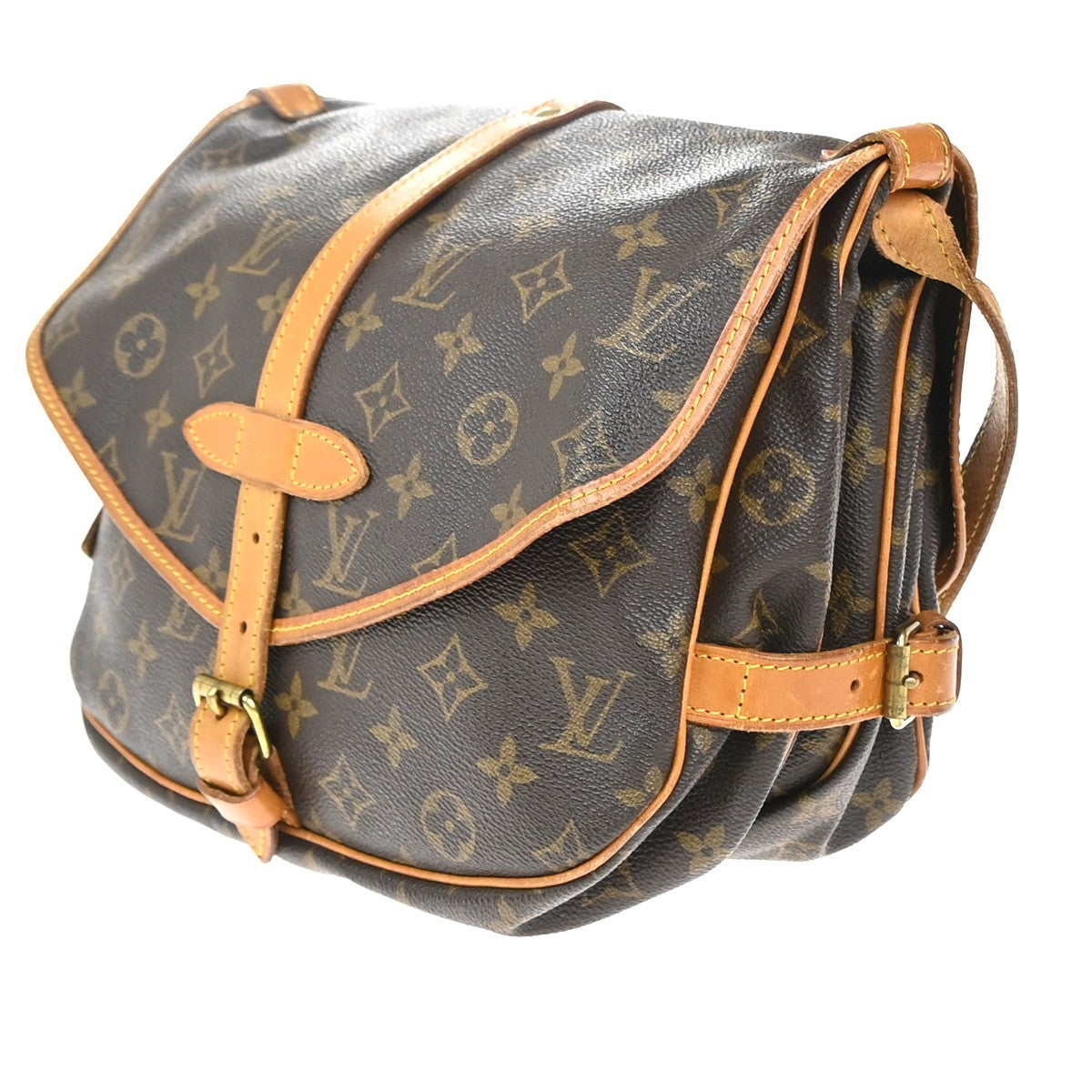 Louis Vuitton Saumur Handbag Monogram Canvas Brown Canvas Shoulder Bag