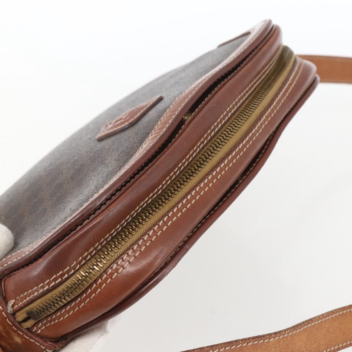 Celine Vintage Macadam Shoulder Bag Canvas And Leather Brown Canvas Shoulder Bag Bag