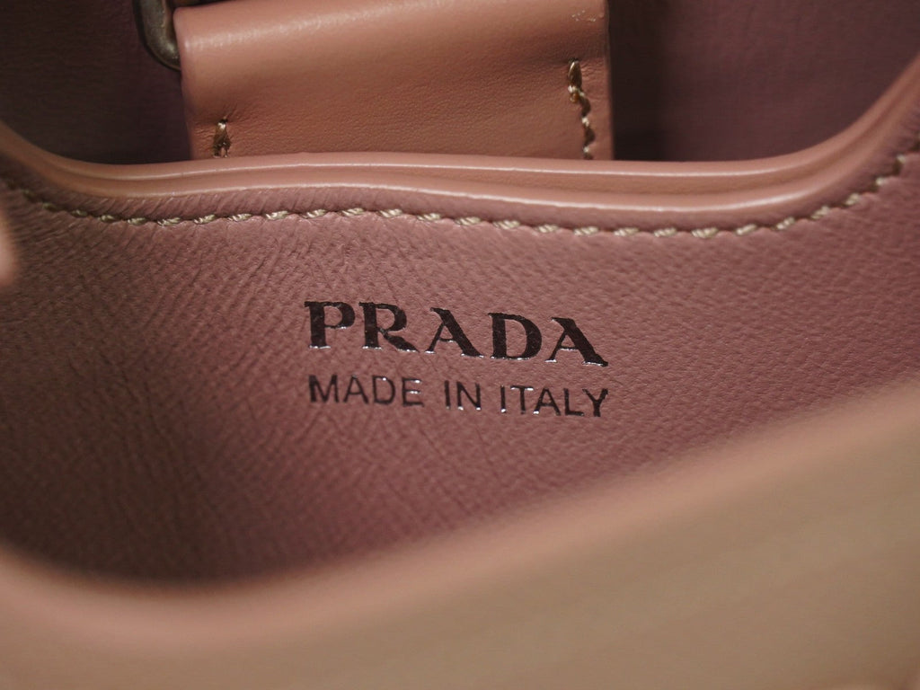 Prada Panier Bucket Bag Saffiano Leather Beige Leather Bag