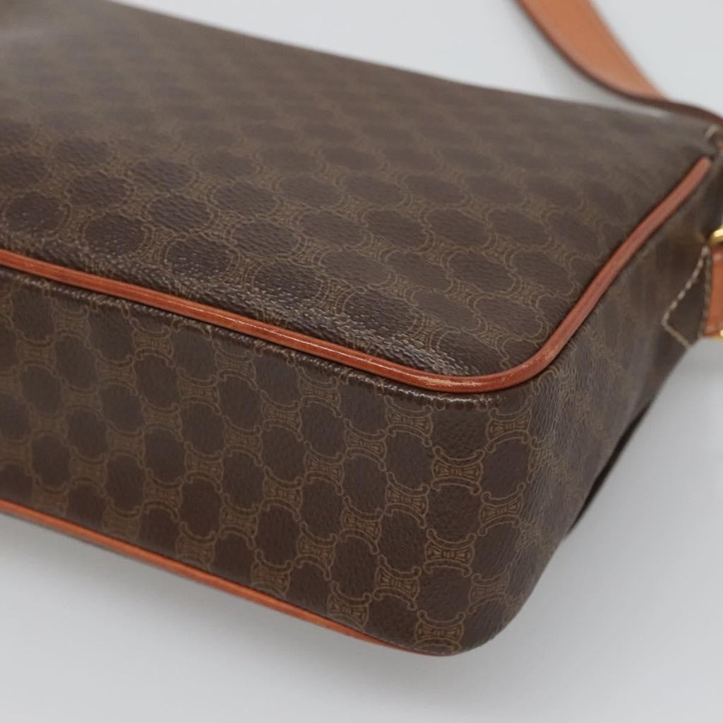 Celine Vintage Macadam Shoulder Bag Canvas And Leather Brown Canvas Shoulder Bag Bag