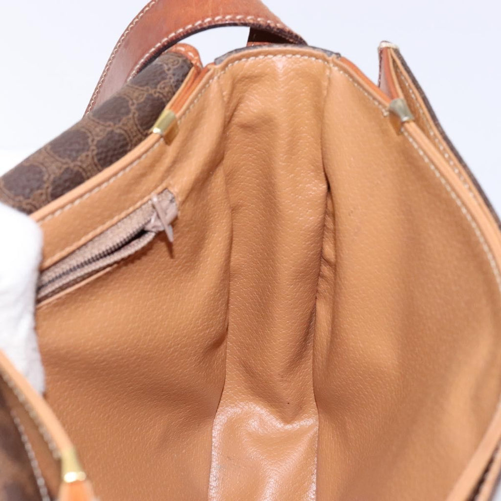 Celine Macadam Shoulder Bag Pvc Leather Brown Canvas Bag