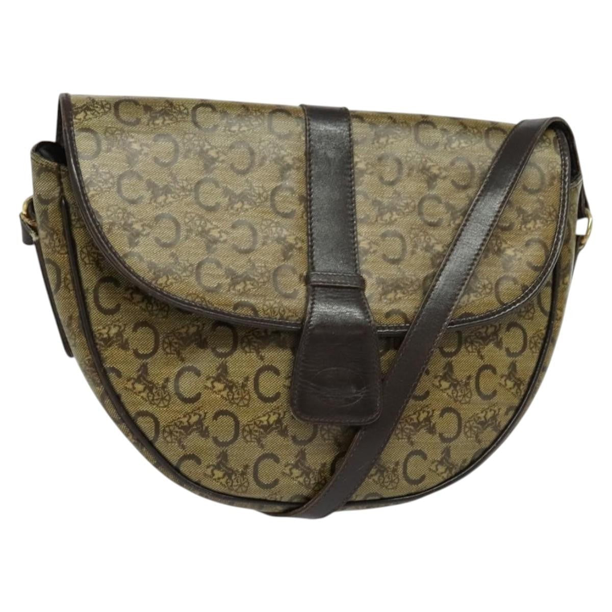 Celine C Sulky Shoulder Bag Canvas And Leather Beige Canvas Shoulder Bag Bag
