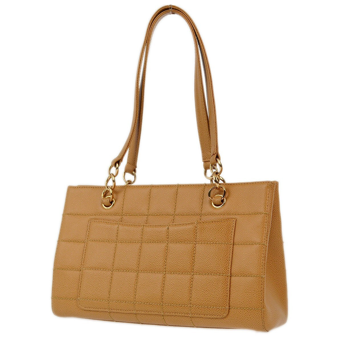 Chanel Vintage Chocolate Bar Zip Around Tote Quilted Calfskin Beige Leather Tote Bag Bag
