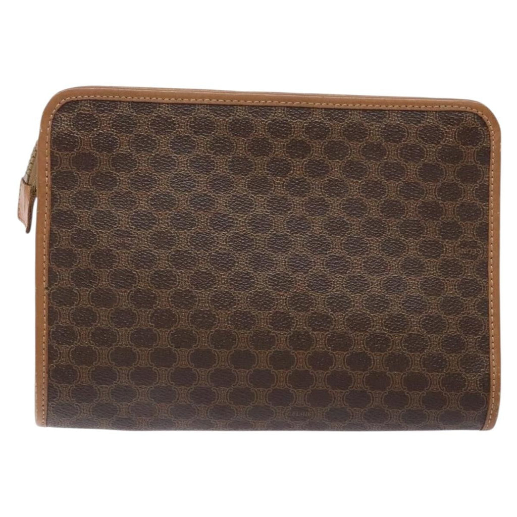 Celine Macadam Pochette Canvas And Leather Brown Canvas Clutche & Pouche Bag