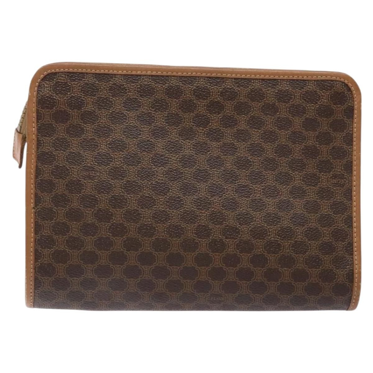 Celine Macadam Pochette Canvas And Leather Brown Canvas Clutche & Pouche Bag