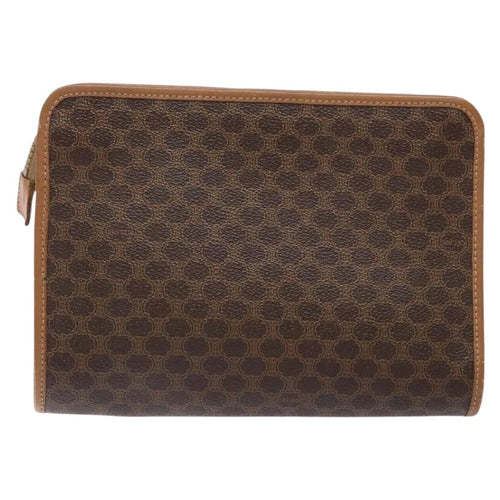 Celine Macadam Pochette Canvas And Leather Brown Canvas Clutche & Pouche Bag