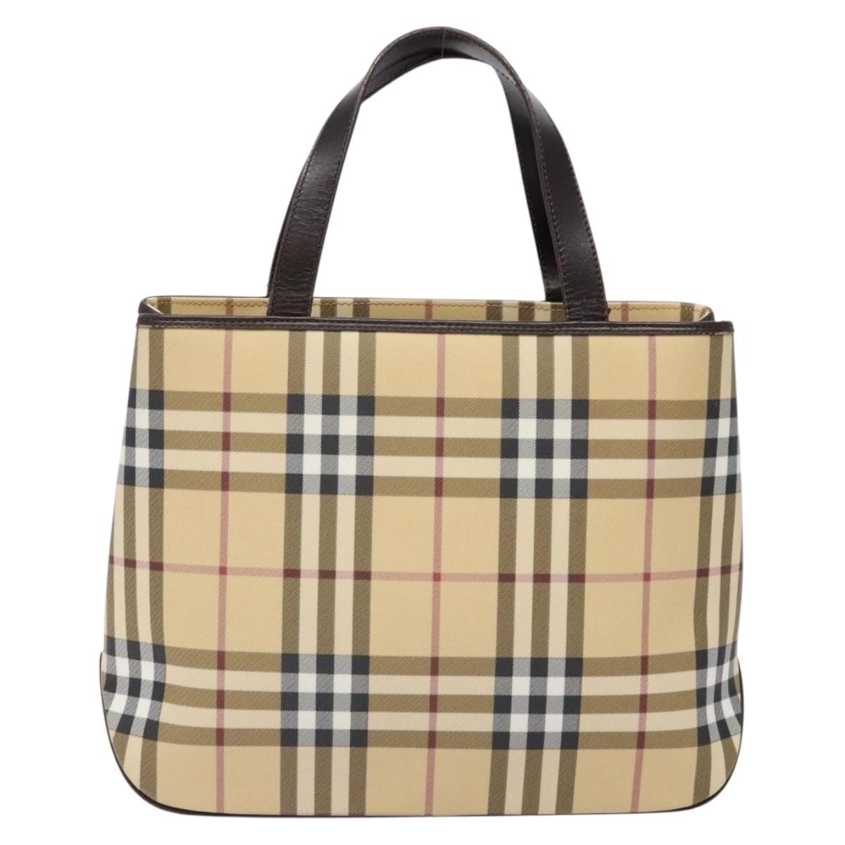 Burberry Vintage Tote Vintage Check Coated Canvas Beige Canvas Tote Bag