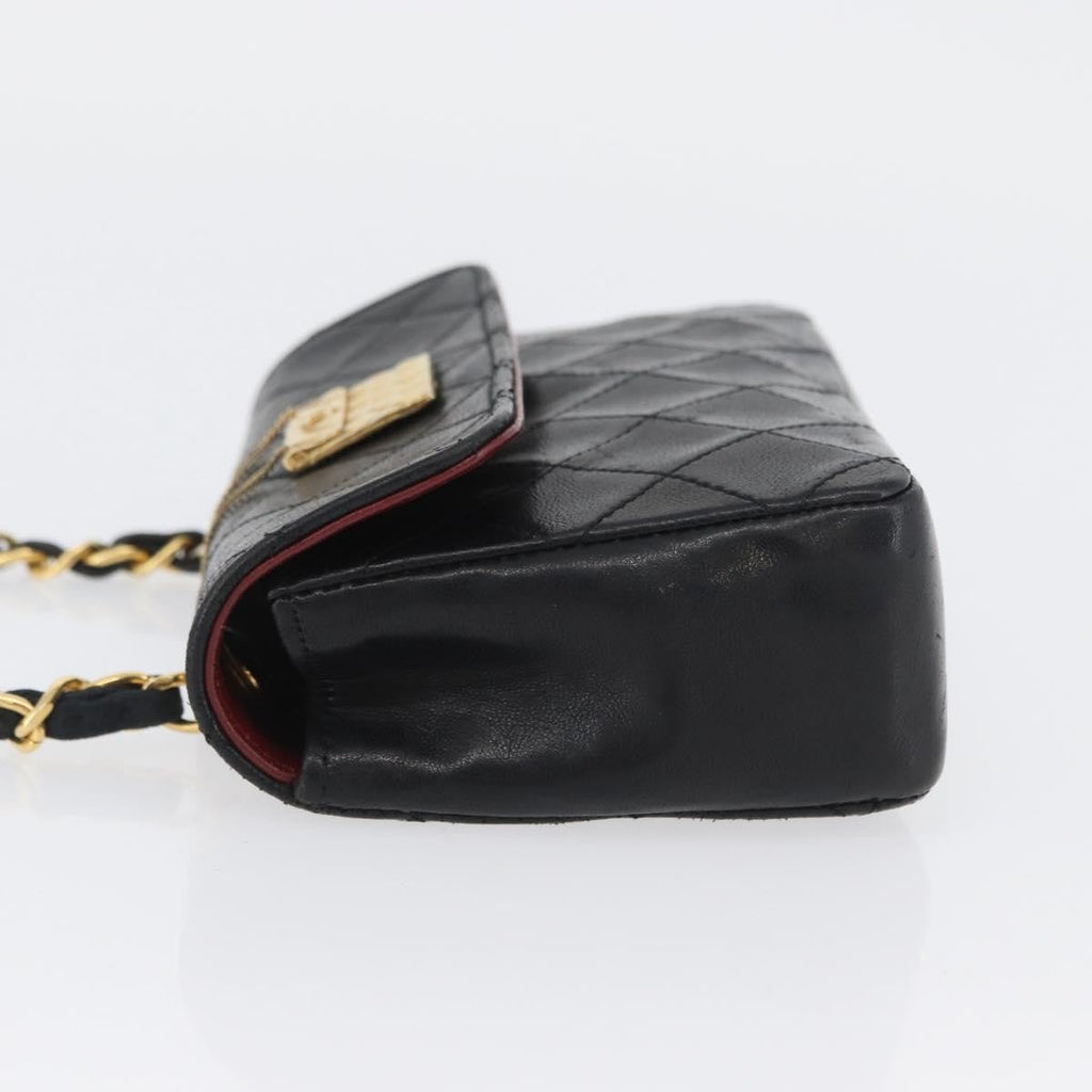 Chanel Vintage Square Cc Flap Bag Quilted Lambskin Black Leather Shoulder Bag Bag