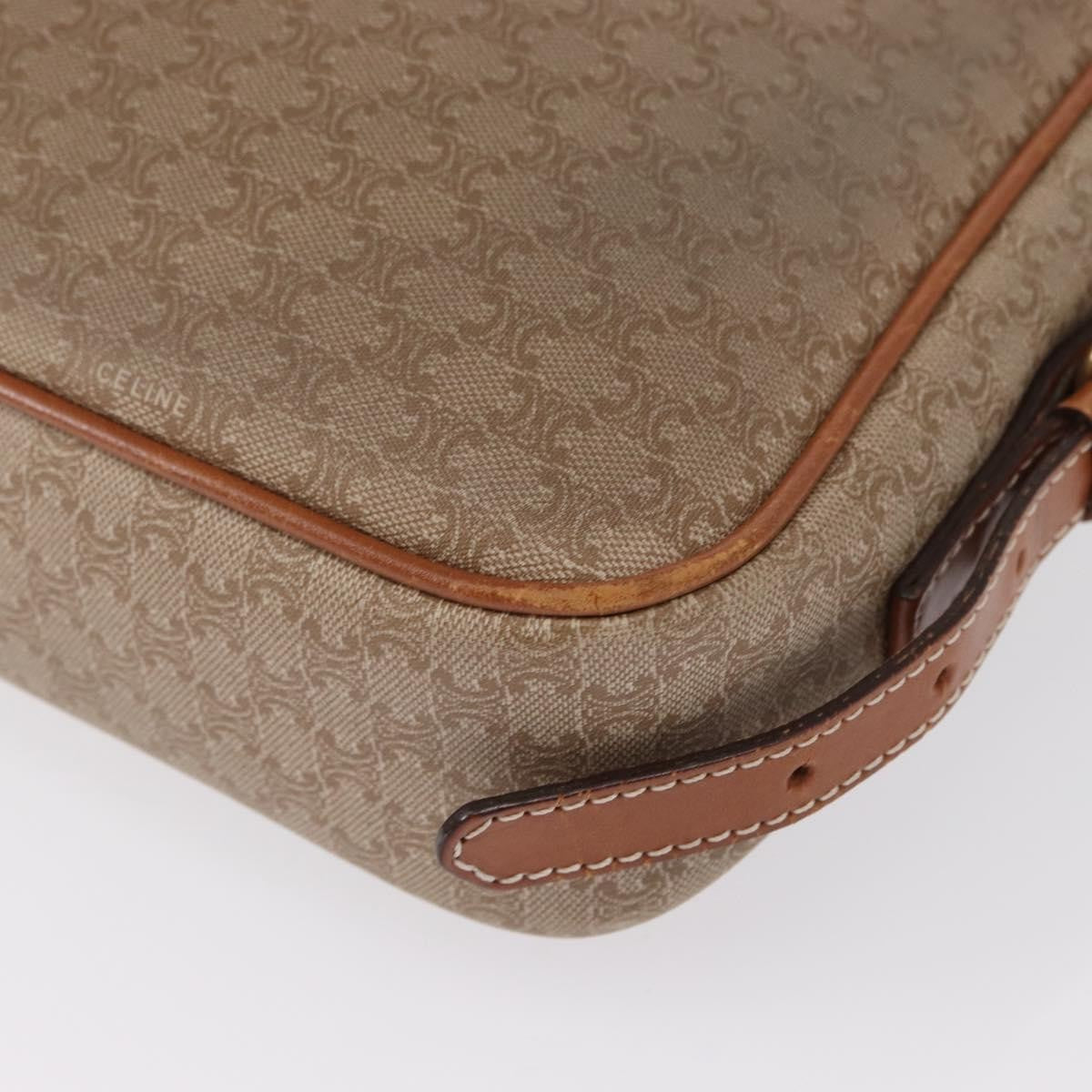 Celine Vintage Macadam Shoulder Bag Canvas And Leather Beige Canvas Shoulder Bag Bag
