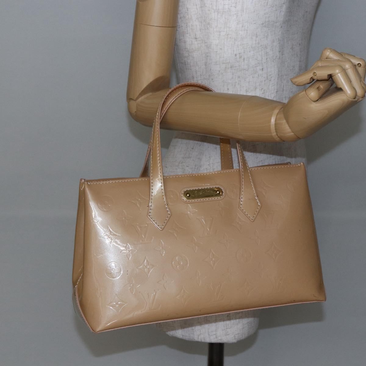 Louis Vuitton Wilshire Handbag Monogram Vernis Beige Patent_Leather Handbag