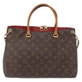 Louis Vuitton Pallas Tote Monogram Canvas With Leather Brown Canvas Tote Bag