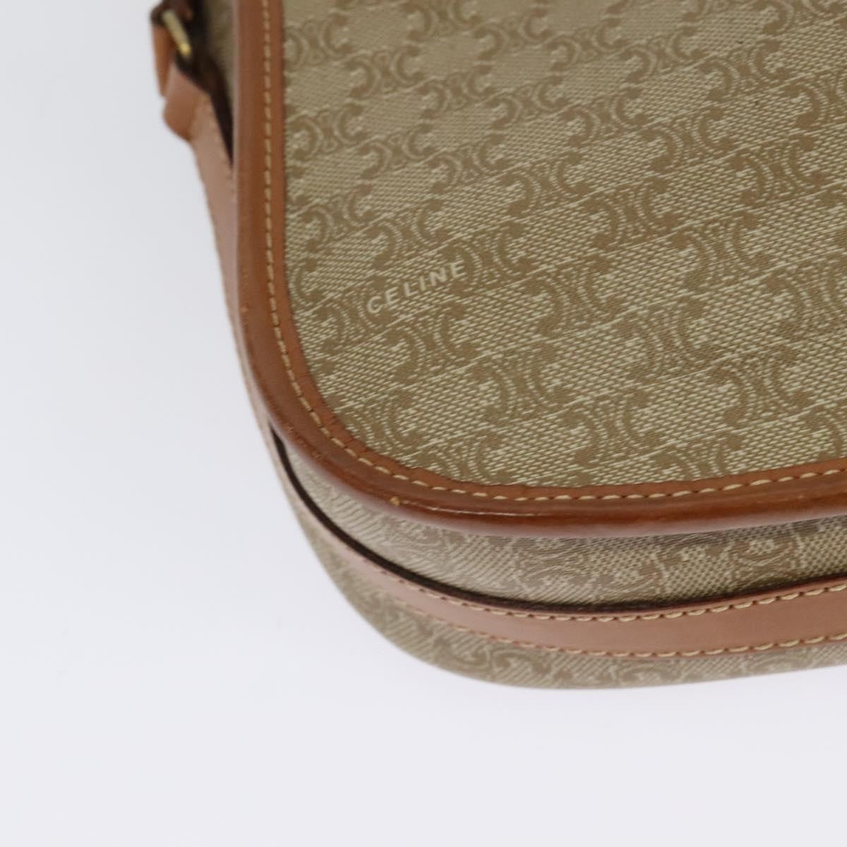 Celine Macadam Shoulder Bag Pvc Leather Beige Canvas Bag