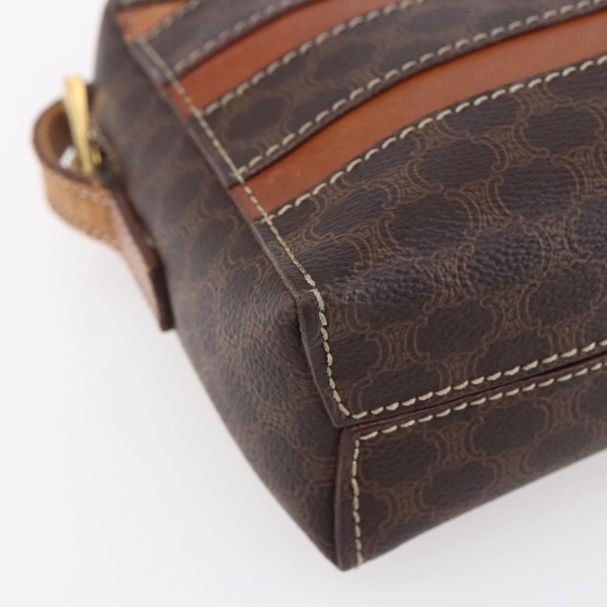 Celine Vintage Macadam Shoulder Bag Canvas And Leather Brown Canvas Shoulder Bag Bag