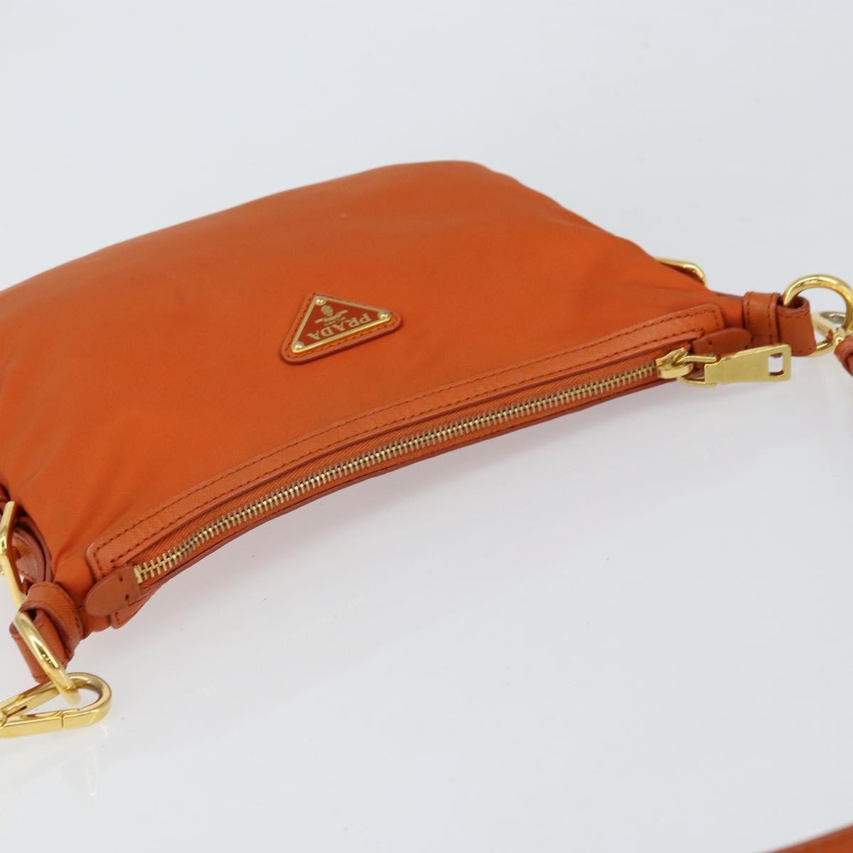 Prada Flat Messenger Tessuto With Leather Orange Nylon Shoulder Bag Bag