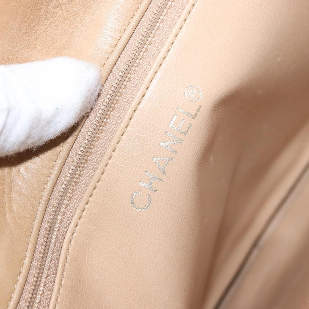 Chanel Vintage Shopping Tote Lambskin Beige Leather Tote Bag Bag