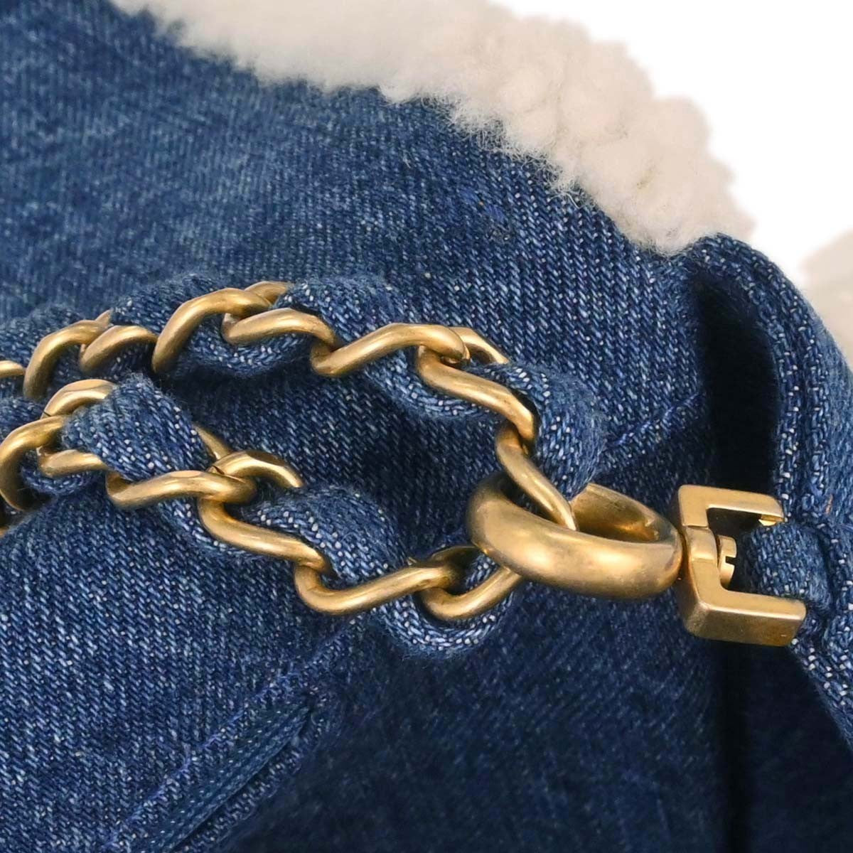 Chanel Egyptian Hieroglyph Flap Bag Denim And Shearling Blue Denim_Jeans Shoulder Bag Bag