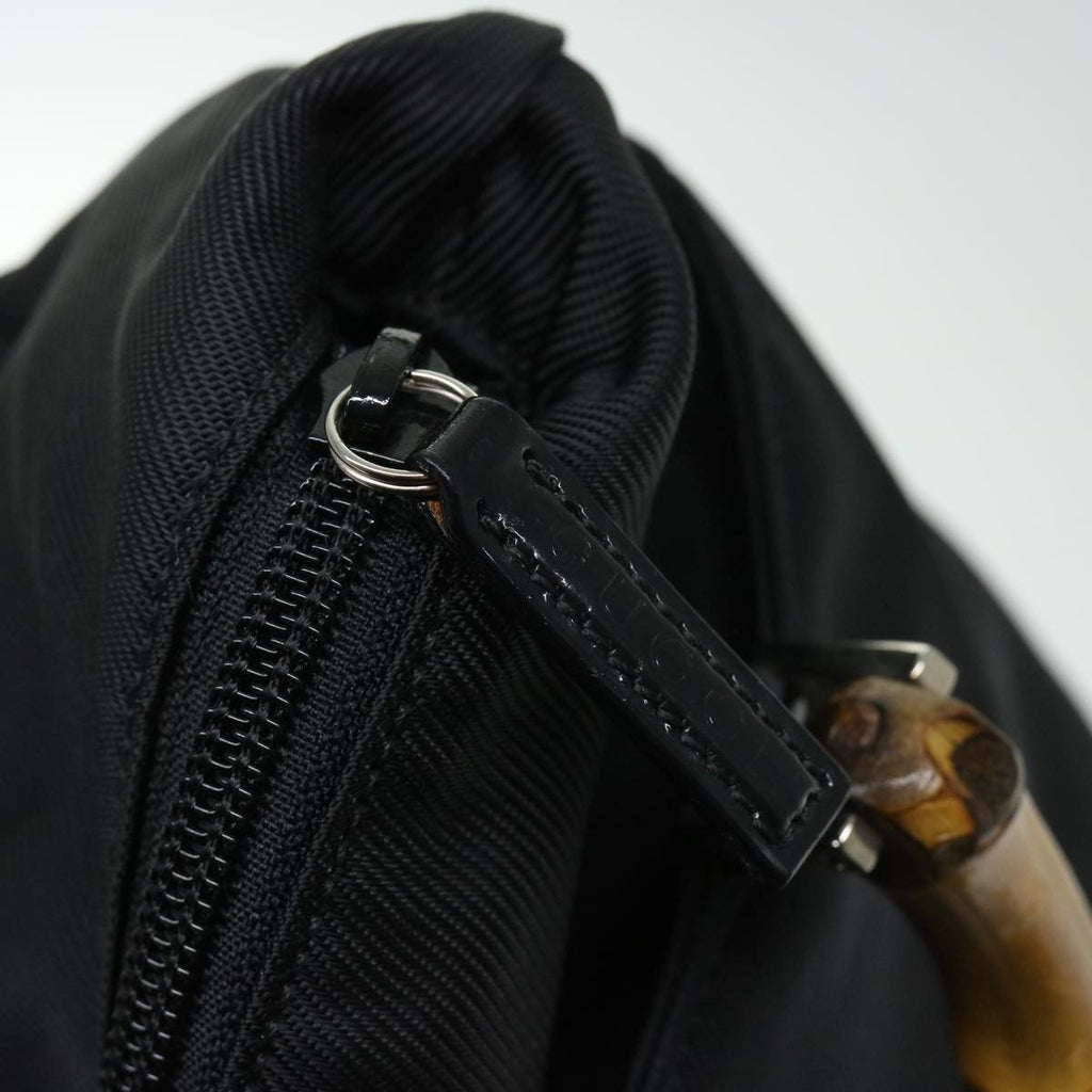 Gucci Vintage Bamboo Handle Bag Nylon Black Nylon Tote Bag Bag (Pre-Owned)