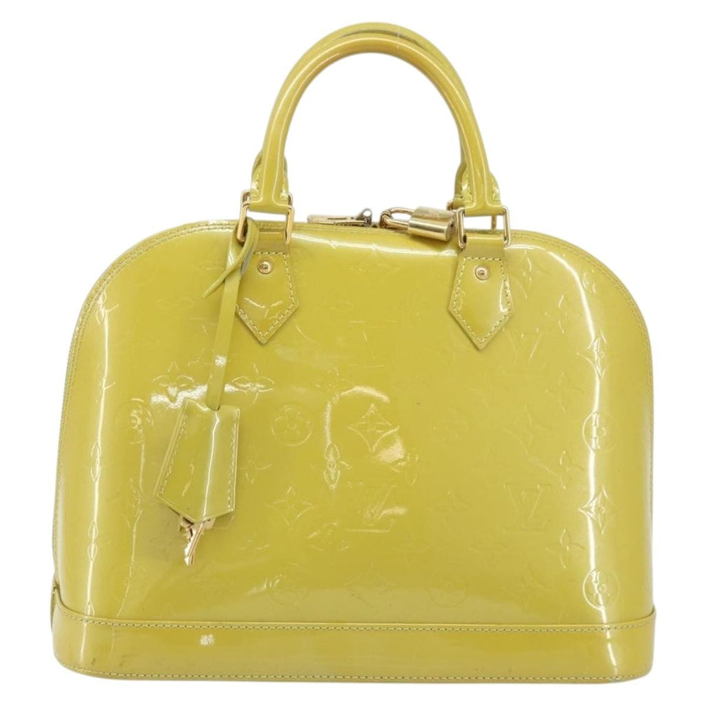 Louis Vuitton Alma Handbag Monogram Vernis Green Patent_Leather Handbag