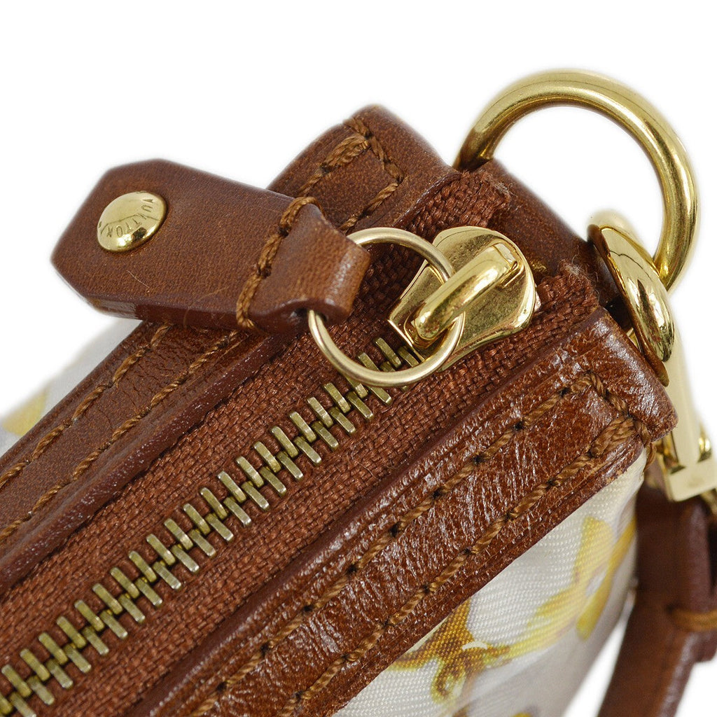 Louis Vuitton Charms Pochette Pvc Over Printed Silk Brown Leather Clutche & Pouche Bag
