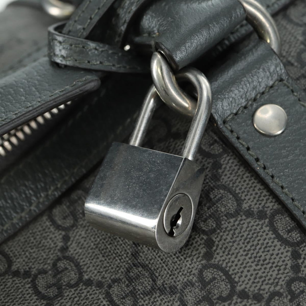 Gucci Web Trim Weekend Duffle Bag Gg Coated Canvas Gray Pvc Handbag (Pre-Owned)