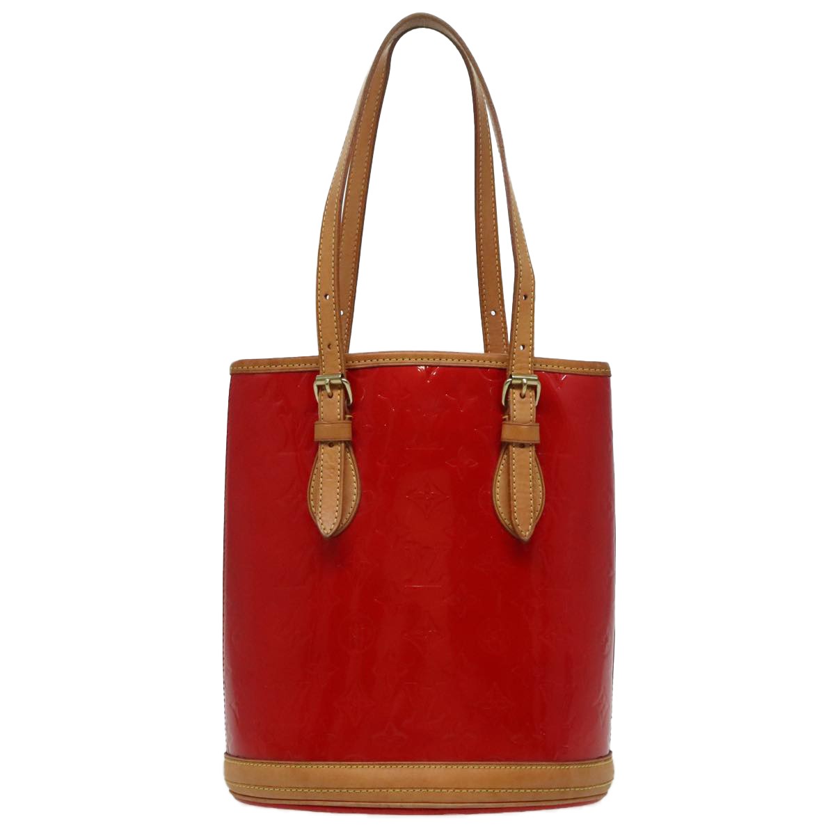 Louis Vuitton Bucket Bag Monogram Vernis Red Patent_Leather Shoulder Bag