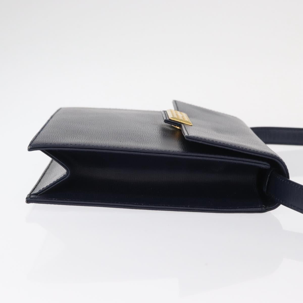 Christian Dior Vintage Cd Flap Shoulder Bag Leather Navy Leather Shoulder Bag Bag (Pre-Owned)
