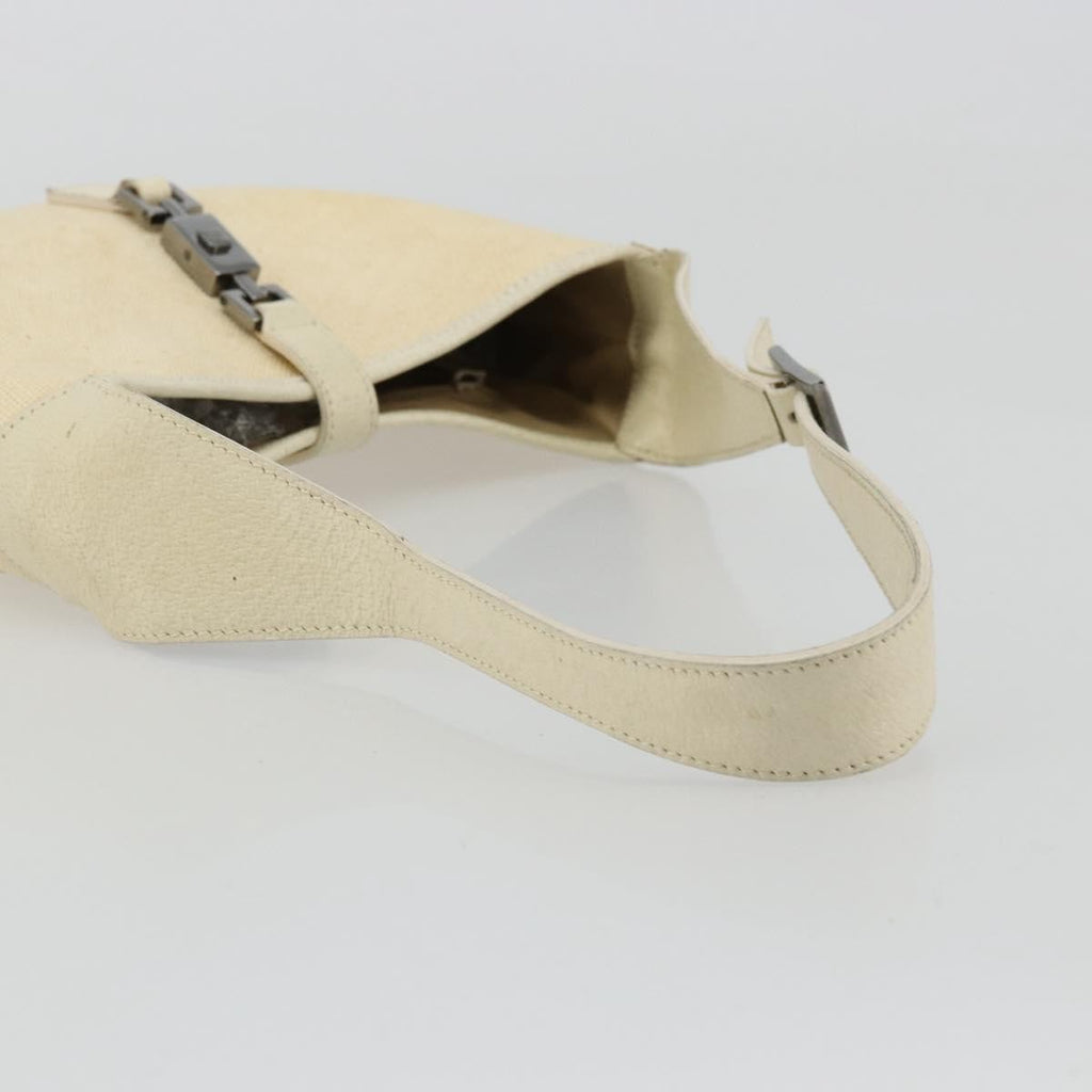 Gucci Vintage Jackie Shoulder Bag Canvas And Leather Beige Canvas Handbag (Pre-Owned)