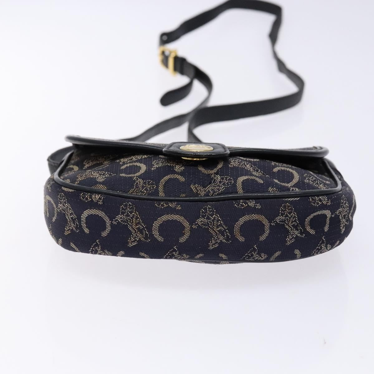 Celine C Sulky Shoulder Bag Canvas And Leather Navy Canvas Shoulder Bag Bag