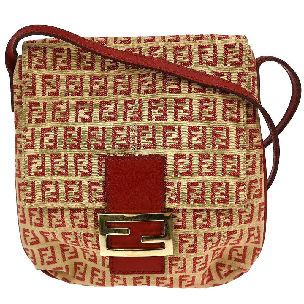 Fendi Vintage Flap Crossbody Bag Zucchino Coated Canvas Beige Canvas Shoulder Bag Bag